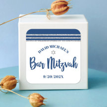 Bar Mitzvah Moderno Azul Marinho Prateado Tallit S