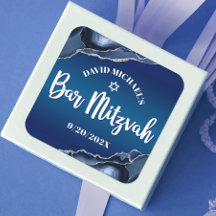 Bar Mitzvah Moderno Marinho Azul Ombre Agate Scrip