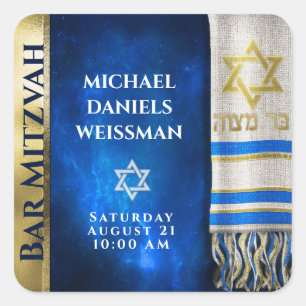 Adesivo Quadrado Bar Mitzvah Prayer Shawl
