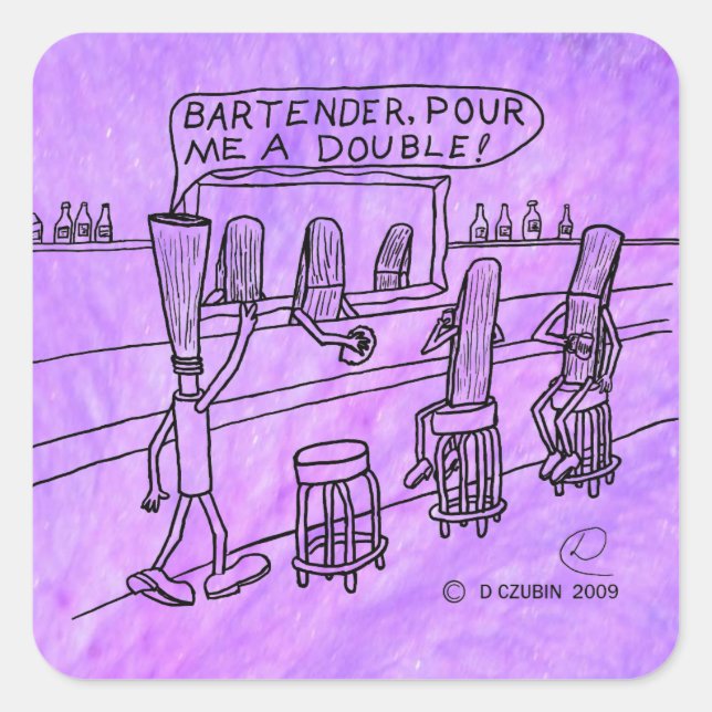 Adesivo quadrado Bar vermelho (Frente)