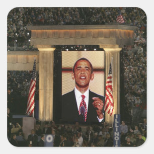 Adesivo Quadrado Barak Obama fala na última noite do