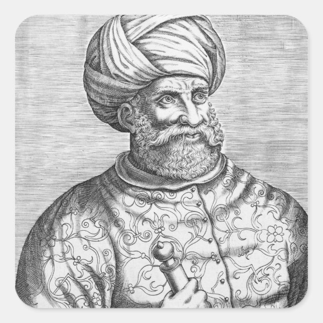 Adesivo Quadrado Barbarossa, ilustração de Andre Thevet (Frente)