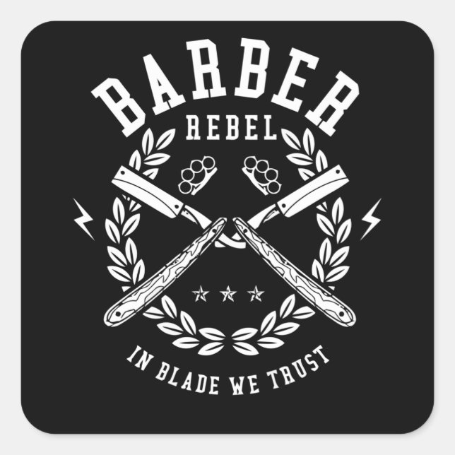 Adesivo Quadrado Barber Rebel (Frente)