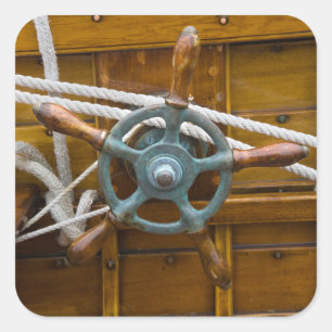 Adesivo Quadrado Barco de madeira antigo