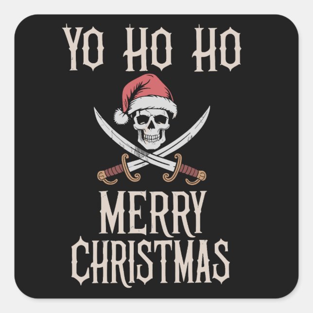 Adesivo Quadrado Barco de Natal Holiday Pirate Yo Ho Ho (Frente)