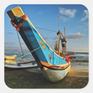 Adesivo Quadrado Barco de pesca colorido pelo oceano