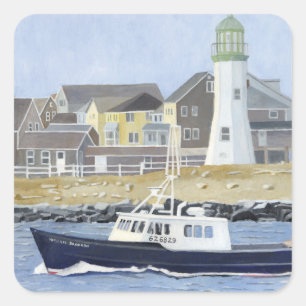 Adesivo Quadrado Barco Lagosta Porto de Scituate