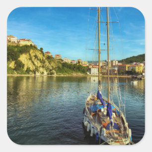 Adesivo Quadrado Barco se aproximando da costa Agropoli