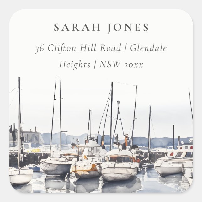 Adesivo Quadrado Barcos Costeiros Mudados no Endereço do Mar do Por (Frente)