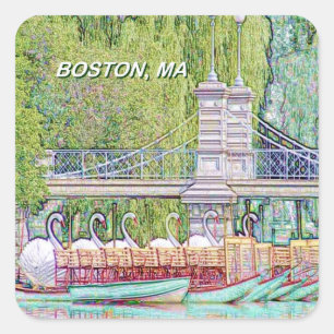 Adesivo Quadrado Barcos da cisne de Boston no filtro do lápis e da