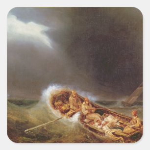 Adesivo Quadrado Barcos de Dieppe que retorna da pesca