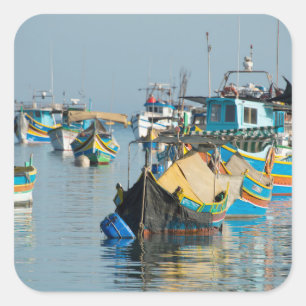 Adesivo Quadrado Barcos de pesca malteses Marsaxlokk em Malta