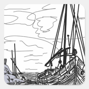 Adesivo Quadrado barcos no mar