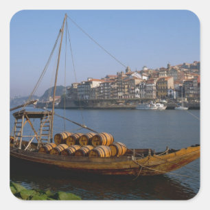 Adesivo Quadrado Barcos Rabelo, Porto, Portugal