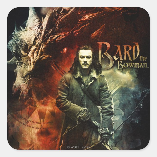 Adesivo Quadrado BARD BOWMAN™ & Smaug (Frente)