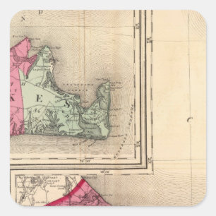 Adesivo Quadrado Barnstable, Duques, condados Nantucket