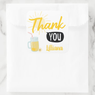 Adesivo Quadrado Barraca de Limonada Agradecimento Personalizado