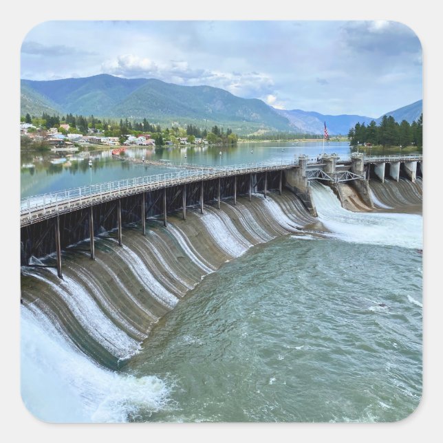Adesivo Quadrado Barragem de Thompson Falls (Frente)