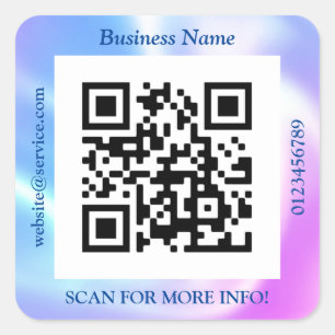Adesivo Quadrado Barramento de código QR. Nome Promo Do Site, Irid