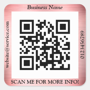 Adesivo Quadrado Barramento de código QR. Nome Promo do Site, Rosa
