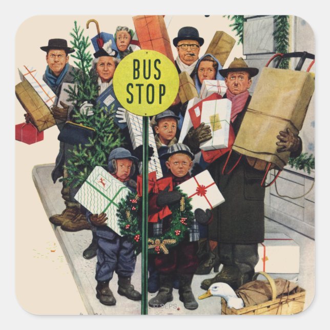 Adesivo Quadrado Barramento Parado no Natal (Frente)