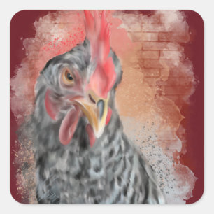 Adesivo Quadrado Barred Rock Hen Classic