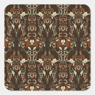 Adesivo Quadrado Barroco Floral: Papel de Carteira Clássico Vintage