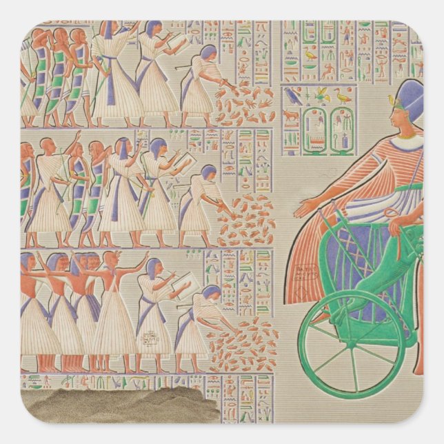 Adesivo Quadrado Bas-alivio em Medynet-Abou, Palácio dos Reis em (Frente)