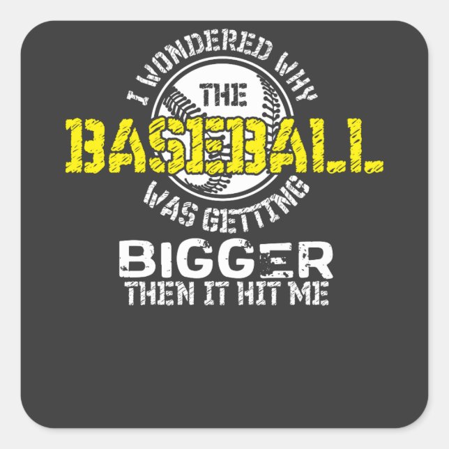 Adesivo Quadrado Baseball - Baseball ficando maior (Frente)