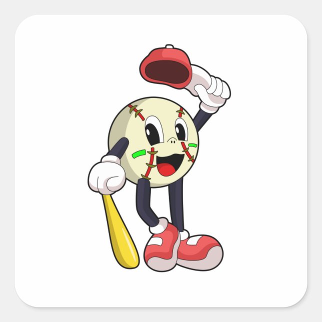 Adesivo Quadrado Baseball com bastão de beisebol (Frente)