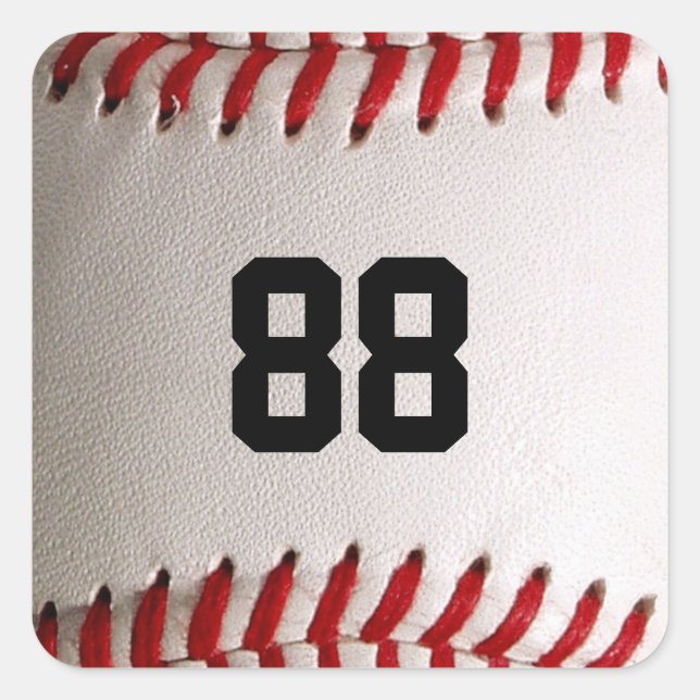 Adesivo Quadrado Baseball com número personalizável (Frente)