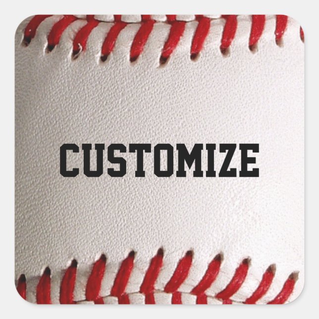 Adesivo Quadrado Baseball com texto personalizável (Frente)