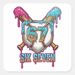 Adesivo Quadrado Baseball Drip 67 Meme — Jogador 6-7 / Seis Sete