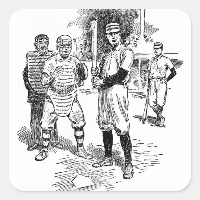 Adesivo Quadrado Baseball:Jogadores (Frente)