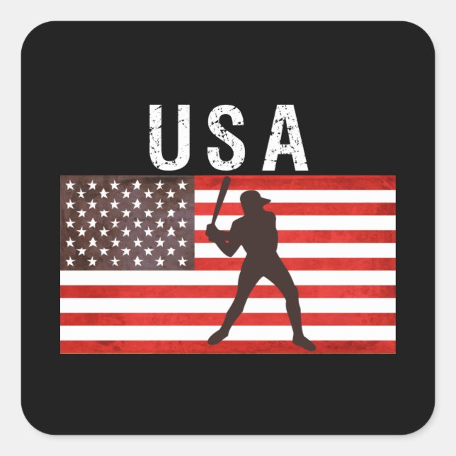 Adesivo Quadrado Baseball USA Flag 2021,tokyo 2020 (Frente)