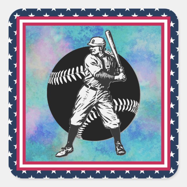Adesivo Quadrado Baseball:Vintage Square Sticker (Frente)