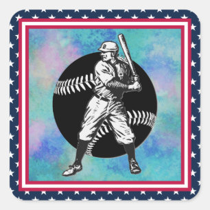 Adesivo Quadrado Baseball:Vintage Square Sticker