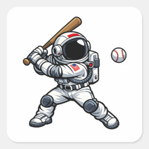 Adesivo Quadrado Basebol Astronauta