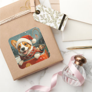 Adesivo Quadrado Basenji Dog Roller Porta copos Natal