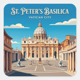 Adesivo Quadrado Basílica de São Pedro Cidade do Vaticano