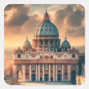 Adesivo Quadrado Basílica de São Pedro Itália Europa Viagem