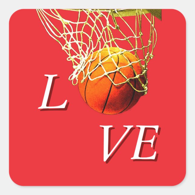 Adesivo Quadrado Basketball I Love (Frente)