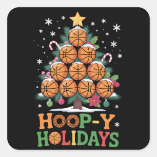 Adesivo Quadrado Basquete Férias de Natal Esporte Feriado