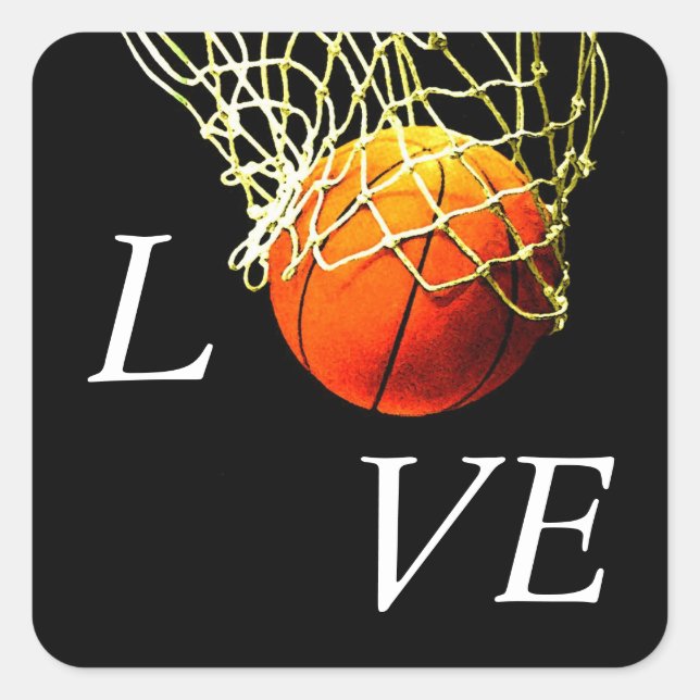 Adesivo Quadrado Basquete I Love (Frente)