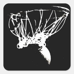 Adesivo Quadrado Basquete Pop de Arte Branca Negro