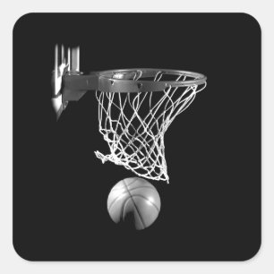 Adesivo Quadrado Basquete preto e branco