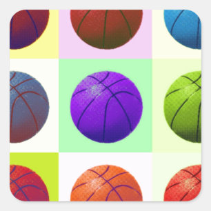 Adesivo Quadrado Basquetebol do pop art