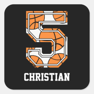 Adesivo Quadrado Basquetebol personalizado número 5