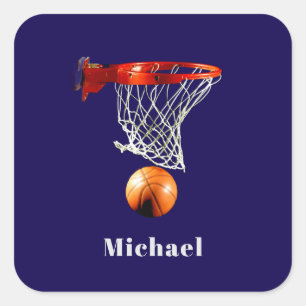 Adesivo Quadrado Basquetebol Substitua pelo Seu Nome