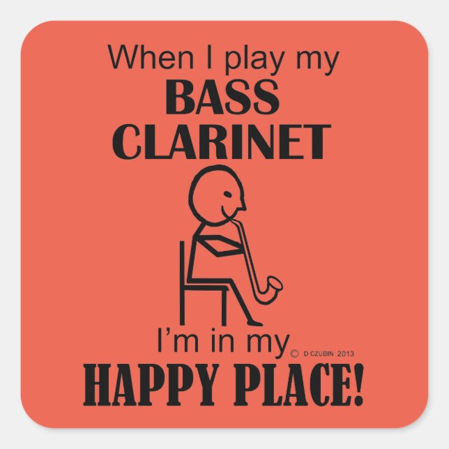Adesivo Quadrado Bass Clarinet Happy Place Square Sticker (Frente)